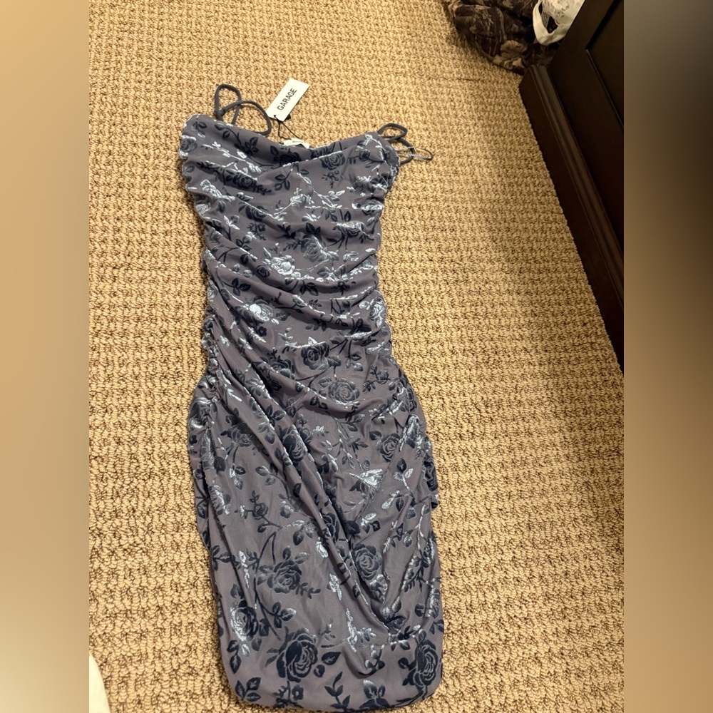 Garage Strapless Floral Gray Dress